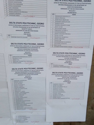 Delta State Poly Ozoro ND and Pre-HND Admission List 2017/2018